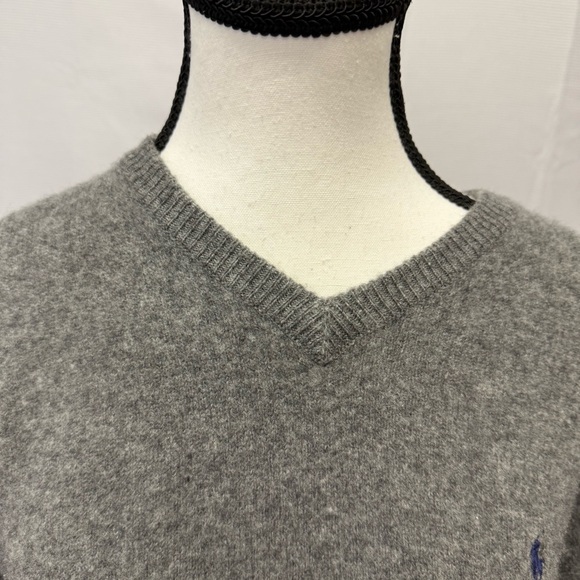 Polo Ralph Lauren Gray Lambswool Sweater XL V-Neck Classic Fit - Picture 4 of 12